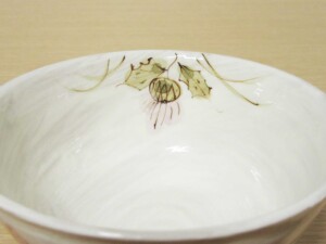粉引錦草花(小)　ご飯茶わん3